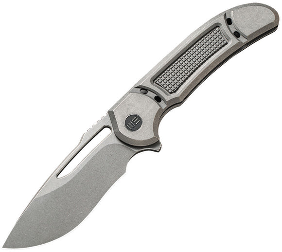 We Knife Co Minax Framelock Titanium Stonewashed Handle CPM-20CV Steel Folding Blade Knife