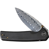 We Knife Subjugator Black Titanium Framelock Damascus Folding Knife 21014cds1