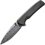 We Knife Subjugator Black Titanium Framelock Damascus Folding Knife 21014cds1