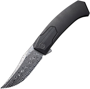 We Knife Shuddan Pocket Knife Framelock Black Titanium Folding Damascus 21015DS1