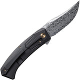 We Knife Shuddan Pocket Knife Framelock Black Titanium Folding Damascus 21015DS1