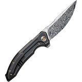 We Knife Quixotic Pocket Knife Framelock Titanium Folding Damasteel 21016DS1