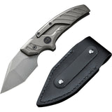 We Knife Typhoeus Folding Push Dagger Knife Gray Titanium CPM-20CV w/ Sheath 21036B2