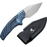 We Knife Typhoeus Folding Push Dagger Knife Blue Titanium CPM-20CV w/ Sheath 21036B3