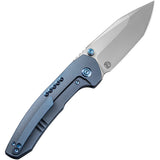 We Knife Trogon Framelock Blue Titanium Folding CPM-20CV Pocket Knife 22002B1