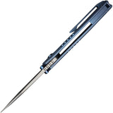 We Knife Trogon Framelock Blue Titanium Folding CPM-20CV Pocket Knife 22002B1