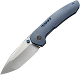 We Knife Trogon Framelock Blue Titanium Folding CPM-20CV Pocket Knife 22002B1