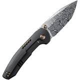 We Knife Trogon Framelock Black 6AL4V Titanium Folding Damasteel Knife 22002BDS1