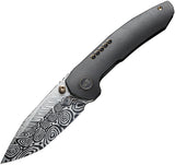 We Knife Trogon Framelock Black 6AL4V Titanium Folding Damasteel Knife 22002BDS1