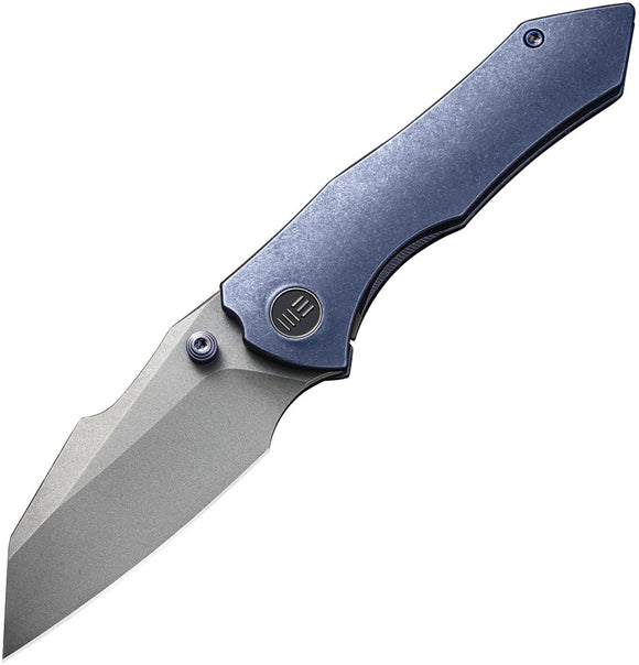 We Knife High-Fin Framelock Blue Titanium Folding CPM-20CV Pocket Knife 220053