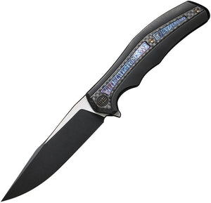 We Knife Zonda Framelock Black & Flamed Titanium & CF Folding 20CV Knife 220161