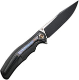 We Knife Zonda Framelock Black & Flamed Titanium & CF Folding 20CV Knife 220161