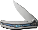 We Knife Zonda Framelock Gray & Flamed Titanium & CF Folding 20CV Knife 220162