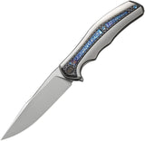 We Knife Zonda Framelock Gray & Flamed Titanium & CF Folding 20CV Knife 220162