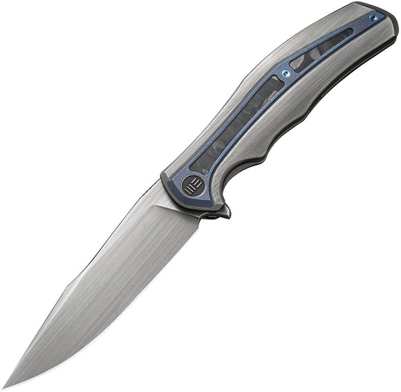 We Knife Zonda Framelock Gray & Blue Titanium & CF Folding CPM-20CV Knife 220164