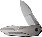 We Knife Solid Framelock Bead Blasted Titanium Folding CPM-20CV Knife 220282
