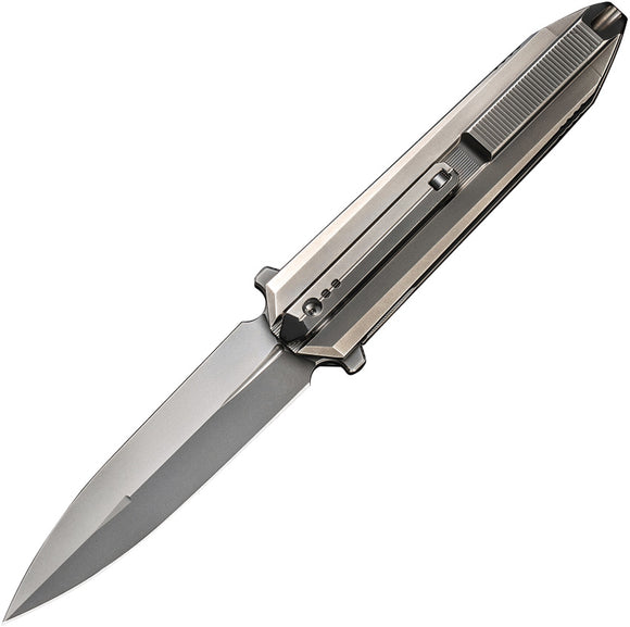 We Knife Diatomic Framelock Polished Titanium Folding CPM-20CV Knife 220322