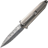 We Knife Diatomic Framelock Polished Titanium Folding Damasteel Knife 22032DS1