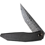 We Knife Cybernetic LTD Black Etched Titanium Folding Damasteel Knife OPEN BOX