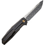 We Knife Shadowfire Black & Bronze Titanium Folding Damasteel Knife 22035DS1