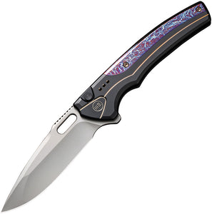 We Knife Exciton Button Lock LTD Black & Flamed Titanium Folding 20CV Knife 22038A6