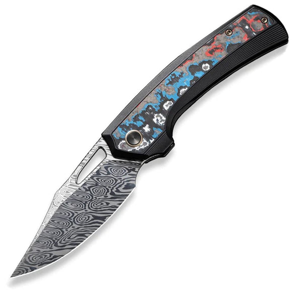 We Knife Nefaris Framelock LTE Titanium & CF Folding Damasteel Knife 22040FDS1