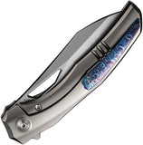 We Knife Ignio Framelock Polished Titanium Folding CPM-20CV Pocket Knife 22042B4