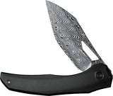 We Knife Ignio Framelock Black Titanium Folding Damasteel Pocket Knife 22042BDS1