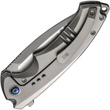 We Knife Nexusia Framelock LTE Polished Titanium Folding CPM-20CV Knife   OPEN BOX