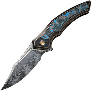 We Knife Orpheus LTD Titanium & Fat Carbon Folding Damasteel Knife 23009DS1