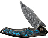 We Knife Orpheus LTD Titanium & Fat Carbon Folding Damasteel Knife 23009DS1