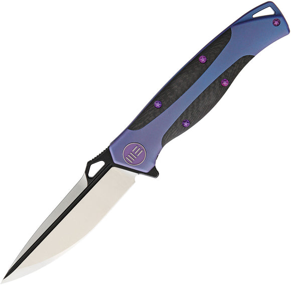 WE KNIFE CO Framelock Blue Titanium & Carbon Fiber Handle Folding Knife 606CFA