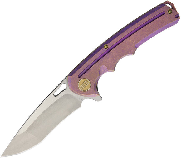 WE KNIFE Ti Purple Flipper Folding Pocket Knife Drop Pt SW Satin S35VN - 611B