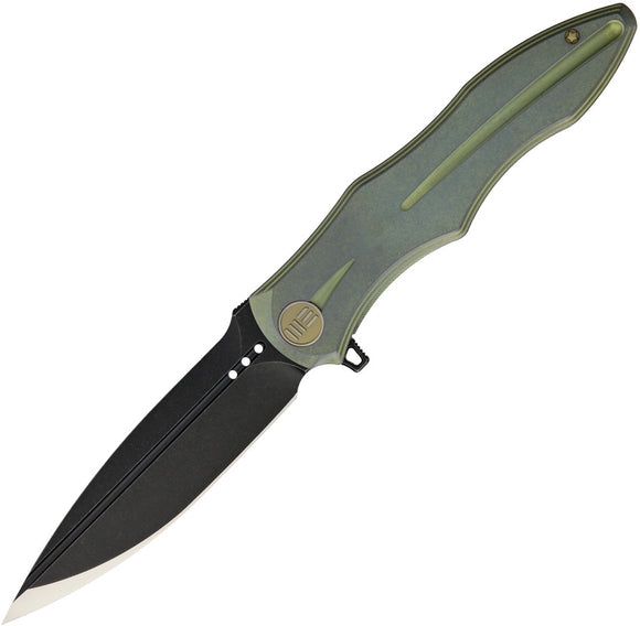 We Knife Framelock Black Green Titanium Folding Pocket Knife 613c