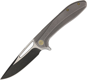 WE KNIFE CO Framelock Gray Titanium Handle Black Satin Folding Blade Knife 615H