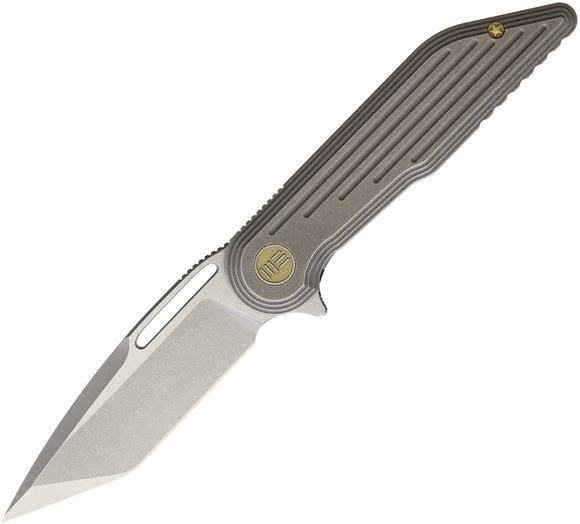 WE Knife Gray Stonewash Tanto Titanium Flipper Folding Knife Pocket 616f