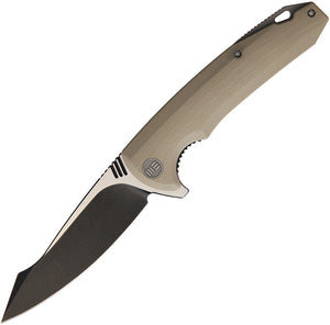 WE KNIFE Co Tan Folding Knife 4" Clip Point D2 Black Satin Blade Folder 617e
