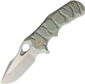 We Knife Framelock Stonewash Green Titanium Folding Knife Pocket Folder 619d