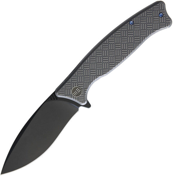 WE KNIFE Co Balaenoptera Gray Handle Black Folding Blade Titanium Knife 712C