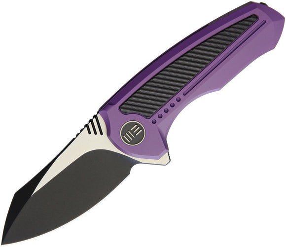 WE KNIFE Co. Valiant Frame Lock Purple Handle Folding Black Blade Knife 717A