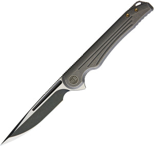 WE KNIFE CO Array Framelock Gray Titanium Handle Black Folding Blade Knife 718C
