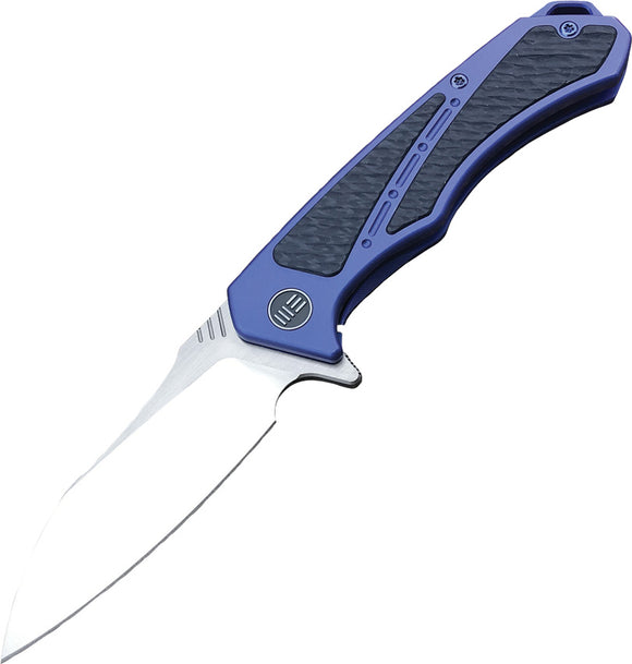WE KNIFE CO Minitor Blue Titanium Stainless Satin Folding Blade Knife 801B