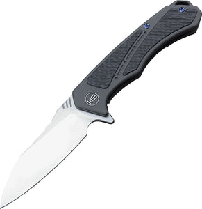 We Knife Minitor Gray Titanium CF Satin Wharncliffe M390 Folding Pocket Knife 801f