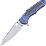 WE KNIFE CO Vapor Blue Titanium & Carbon Fiber Stonewash Folding Knife 804B