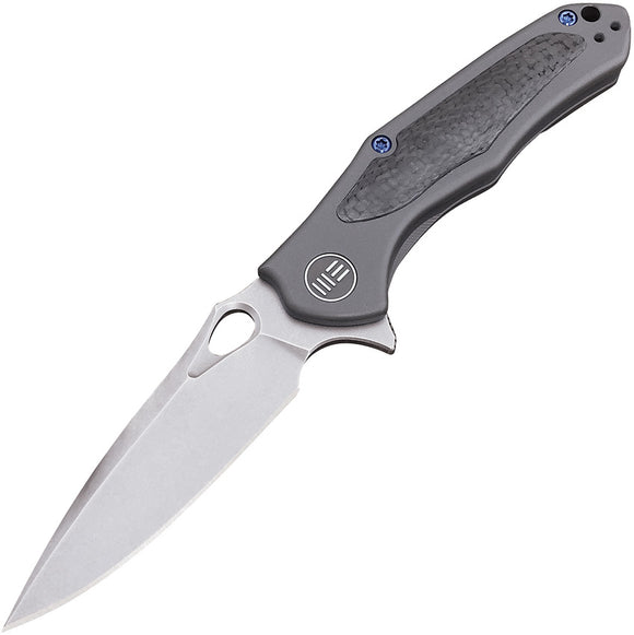 WE KNIFE CO Vapor Gray Titanium Carbon Fiber Stonewash Blade Folding Knife 804D
