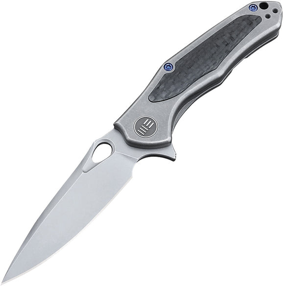 WE KNIFE CO Vapor Tumbled Gray Titanium CF Stonewash Blade Folding Knife 804F