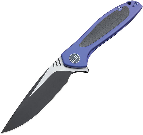 WE KNIFE CO Wisp Blue Titanium & Carbon Fiber Handle Black Folding Knife 805A