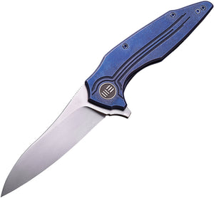 WE KNIFE CO Bullit Framelock Blue Titanium Folding Satin Blade Knife 806A