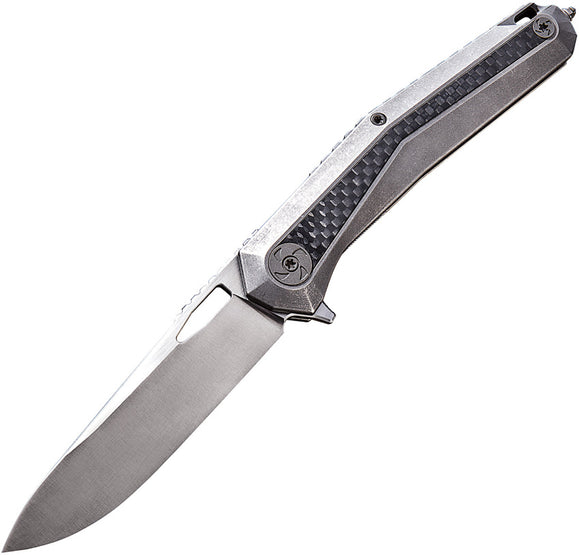 WE KNIFE CO Caliber Framelock Gray & Black Titanium Stainless Folding Knife 808B