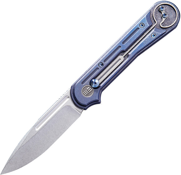 We Knife Co Double Helix Slide Lock Blue Handle Two-Tone Folding Knife 815D